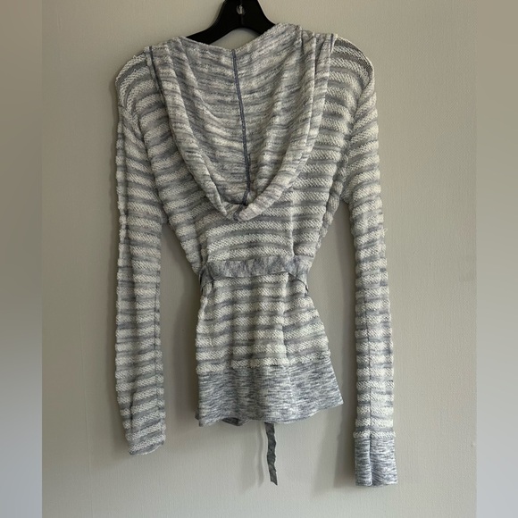 MOTH Terry Stripe Cardigan Sweater Lightweight Button Hood Coastal Classic | M - Picture 12 of 16